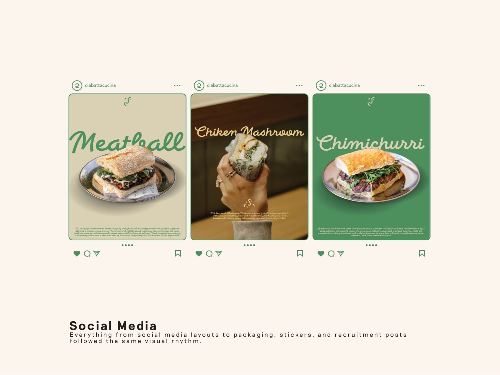 Social media layouts for the sandwich range