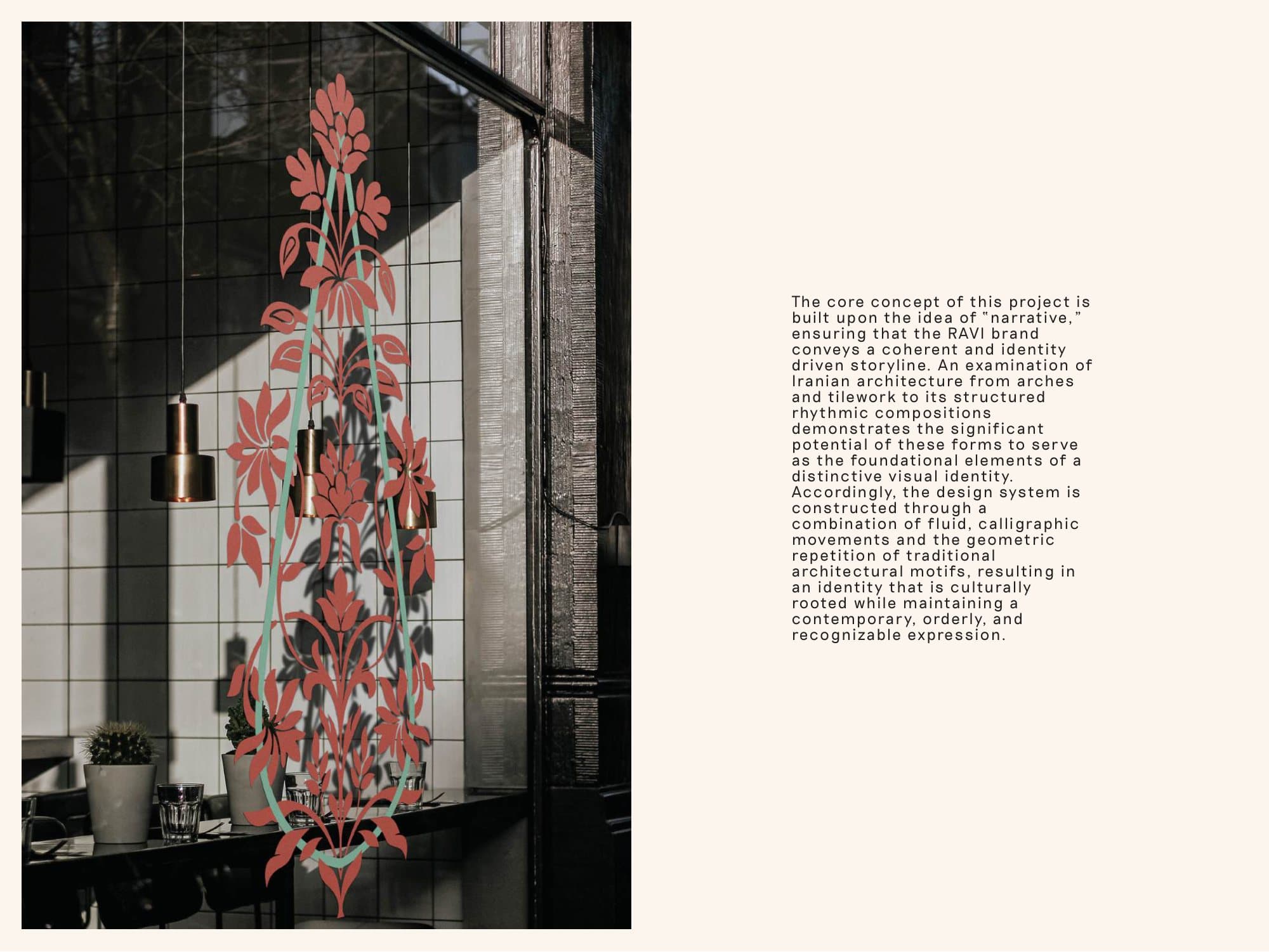 Concept board of narrative, architecture and calligraphic movement