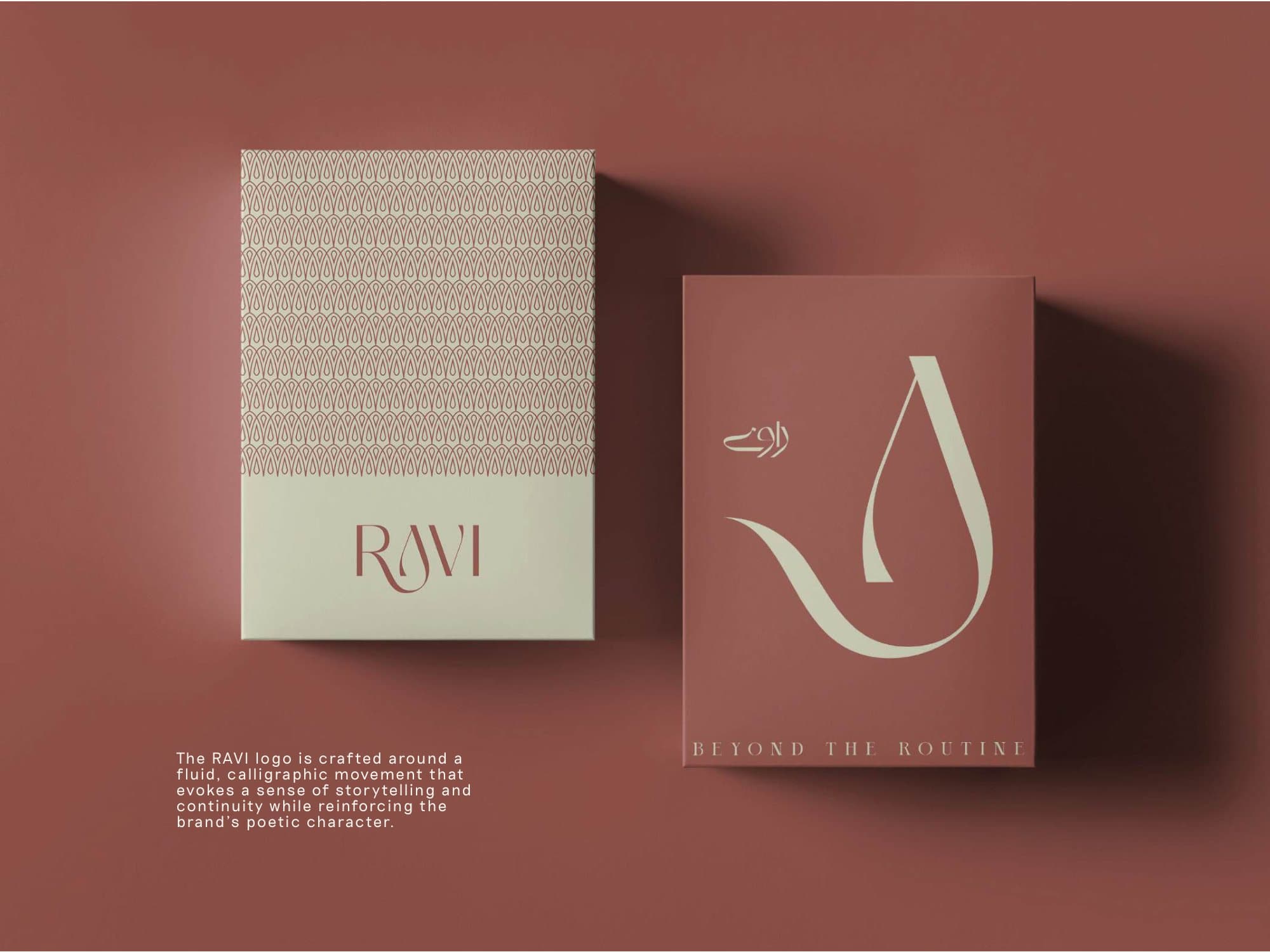 RAVI logotype applied to boxed packaging