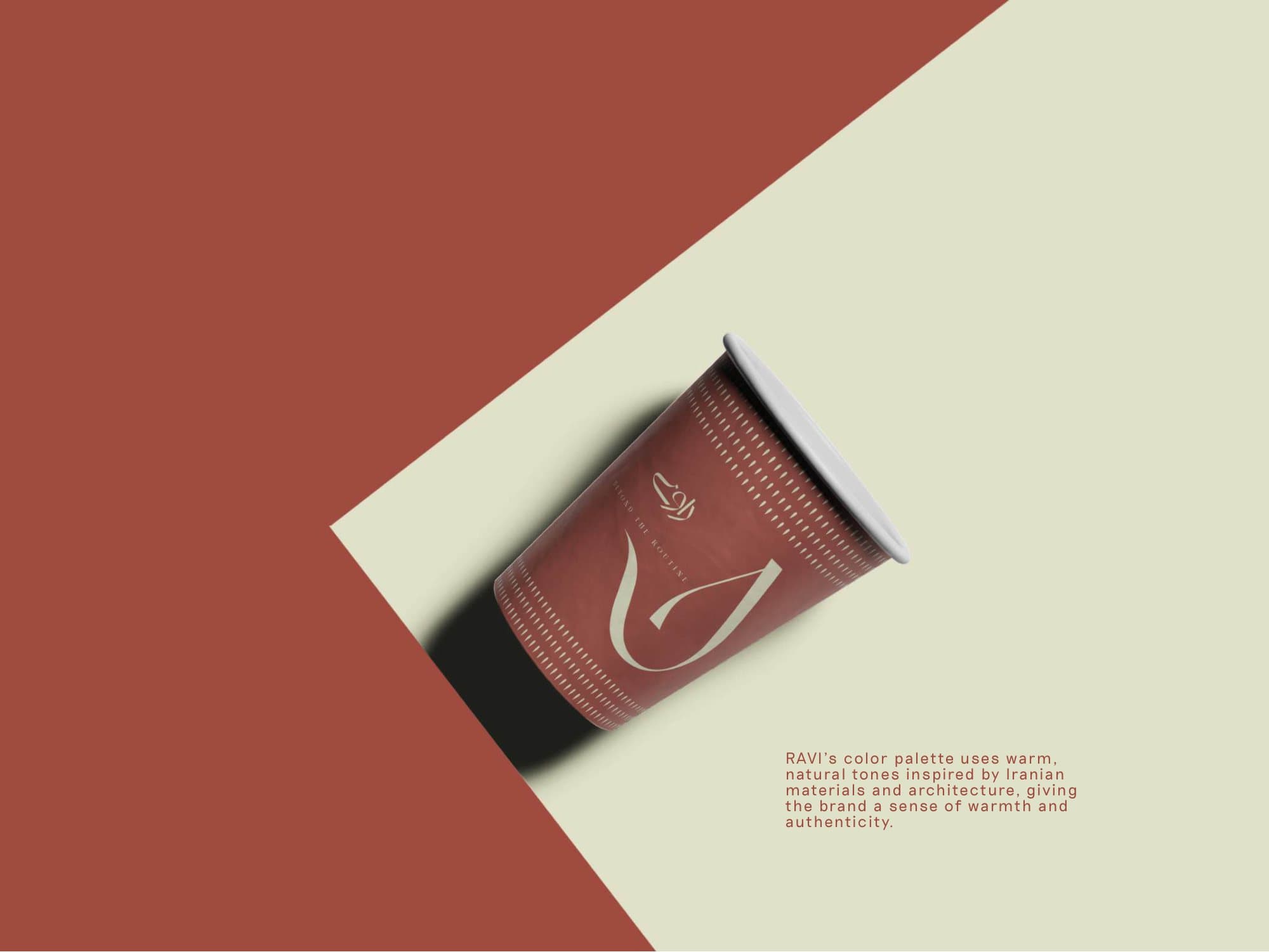 Warm colour palette applied to a takeaway cup